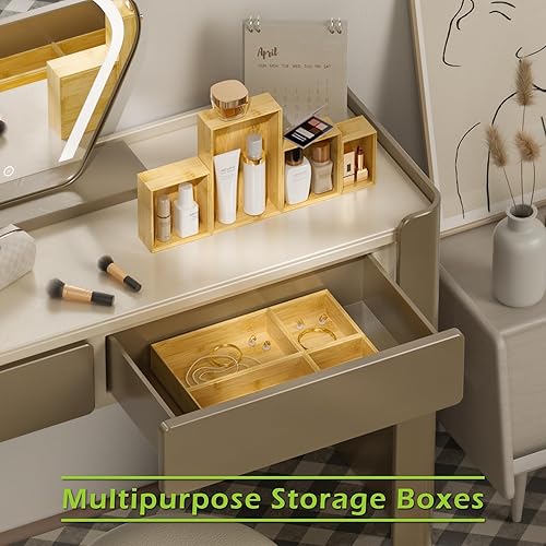 Miniatura 3 de Greatseas Bandejas organizadoras de cajones de baño, organizador de cajones de bambú, organizador de utensilios de cocina, organizador de cubiertos,