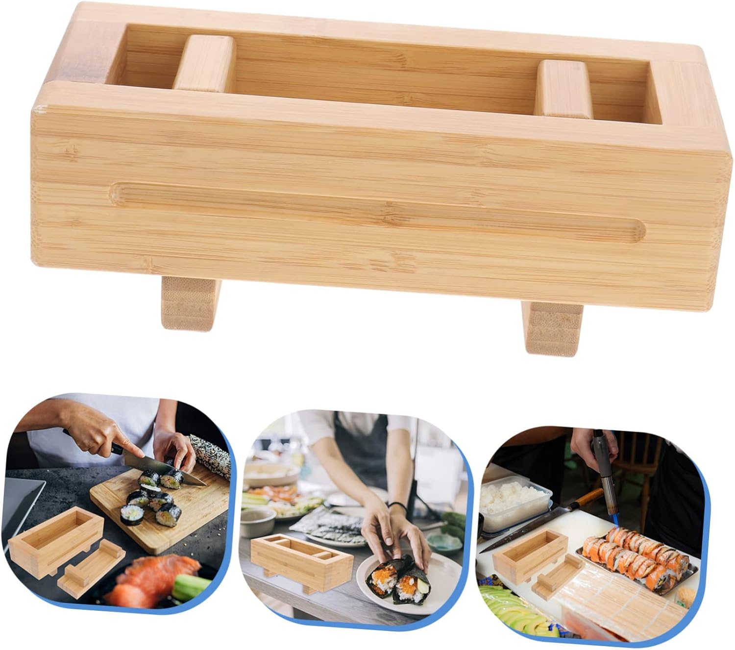 Sushi Press Mold Kit Hand Sushi Maker Tool for Sushi Rectangular Rice Molds Sushi Making Supplies for Home Cooking and Entertaining