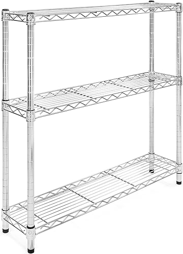 Shelving Inc. Estantería de alambre cromado de 8 pulgadas de profundidad x 36 pulgadas de ancho con estantes de 3 niveles, capacidad de peso de 800