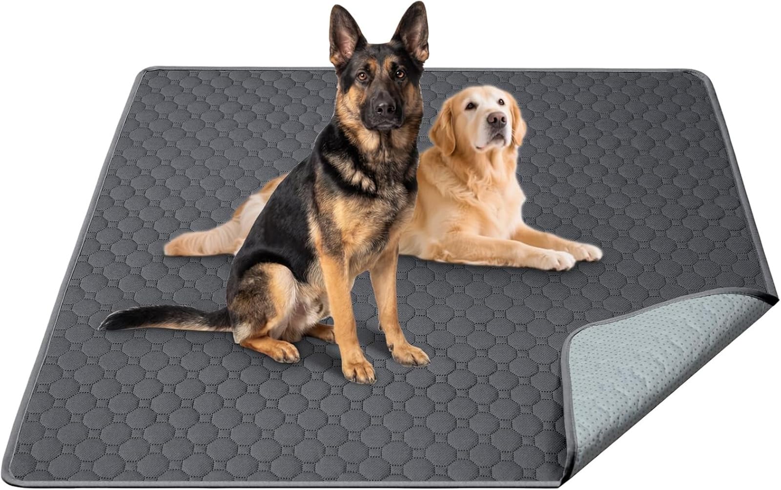LINGKY Washable Pee Pads for Dogs, 1 Pack Reusable Puppy Pads, Super Absorbent & Leakproof Dog Pads, Anti-Slip Dog Pee Pads for Puppy Training & Incontinence, Dark Grey 182x182cm