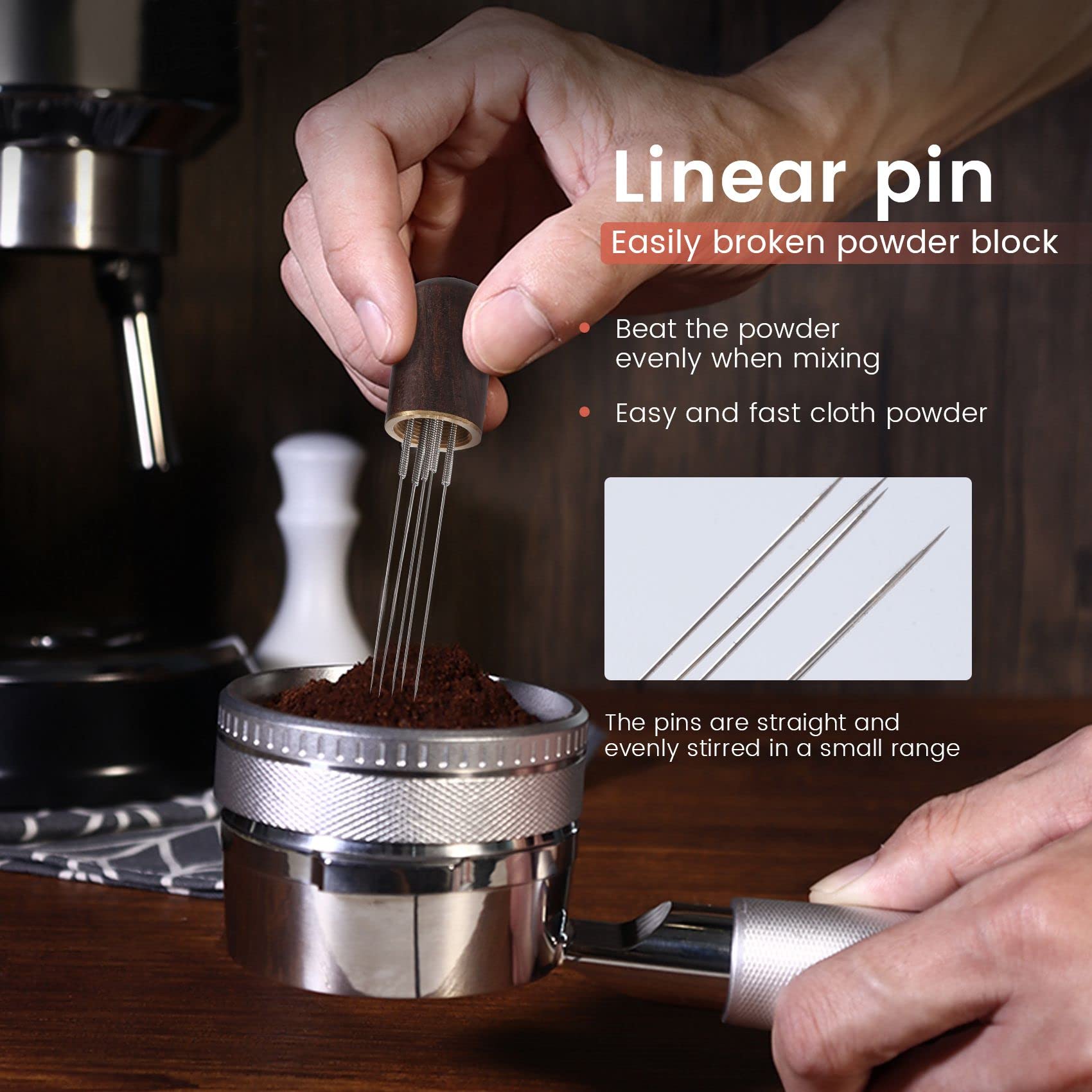 Lizusidtsy Coffee Tamper Stainless Steel Needles Espresso Powder Stirrer Distributor Leveler WDT Tools Cafe Stirring Accessories B