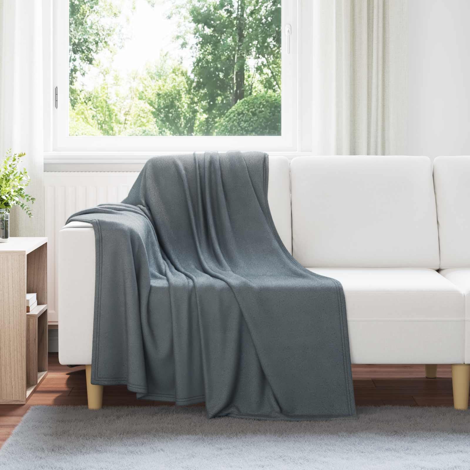 Wohndecken 24 Stück Dunkelgrau 170 x 130 cm Fleece Plüschdecke für Wohnzimmer Schlafzimmer Kuscheldecke Wärmende Flauschdecke