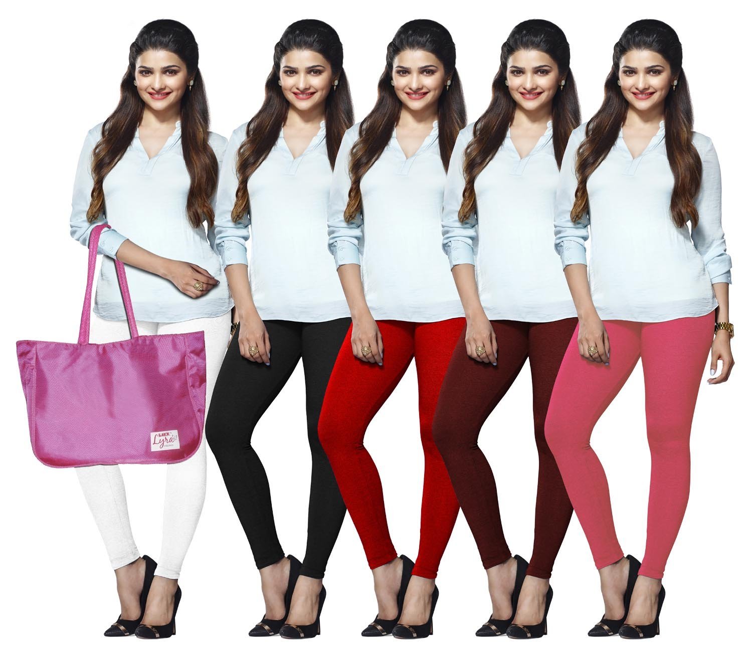 Ankle Length Leggings, Pack of 5-image-31