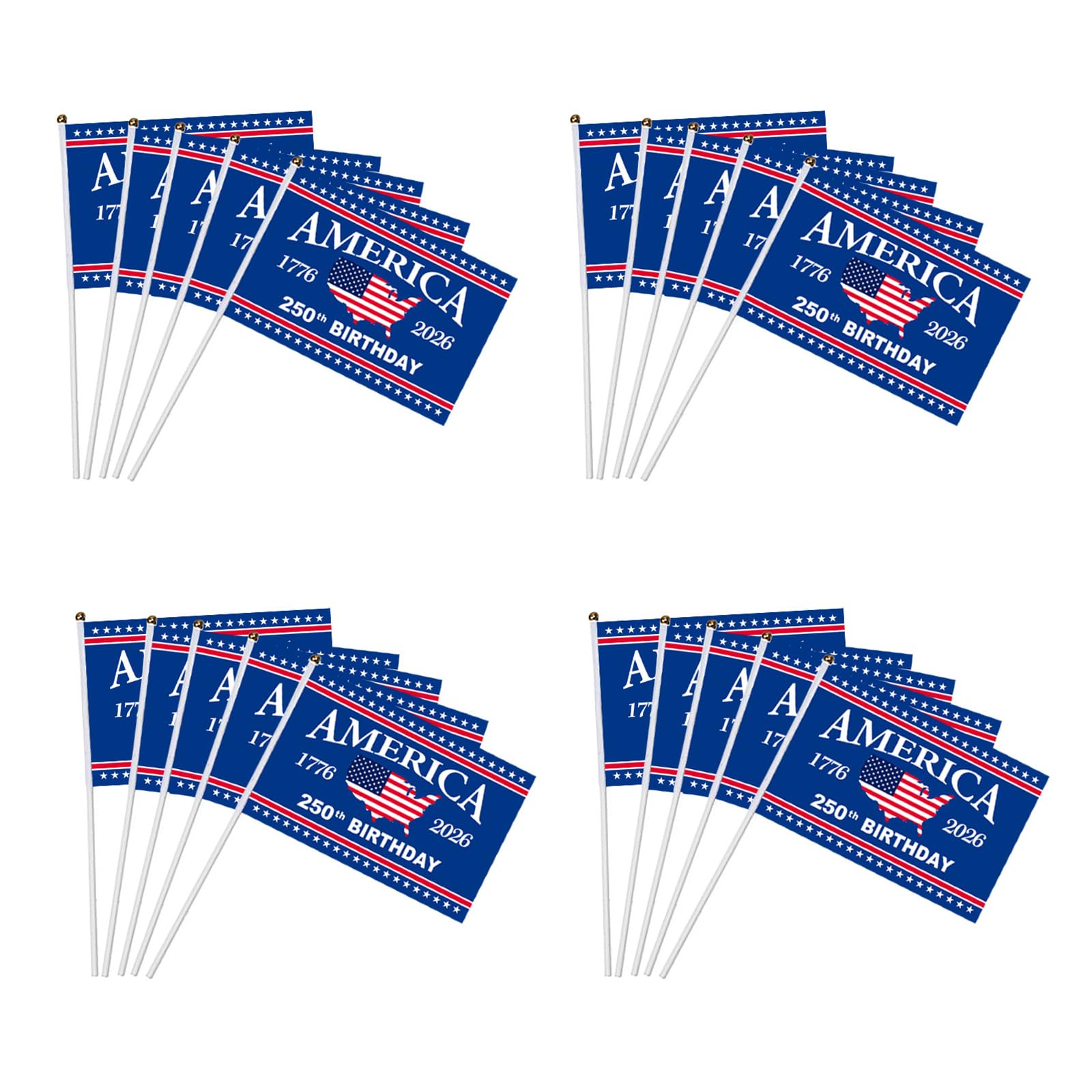 Navna Syq1007 20Pcs Us 250 Anniversary Stick Flags, 1776-2026 250Th Patriotic Signs Hand Held Flags, Patriotic Americans On Stick Americans On