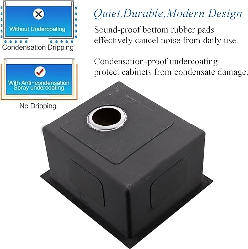 Miniatura 6 de Fregadero de cocina de 30 pulgadas de acero inoxidable negro de 30 x 19 pulgadas, fregadero de cocina de acero inoxidable negro de calibre 16 con