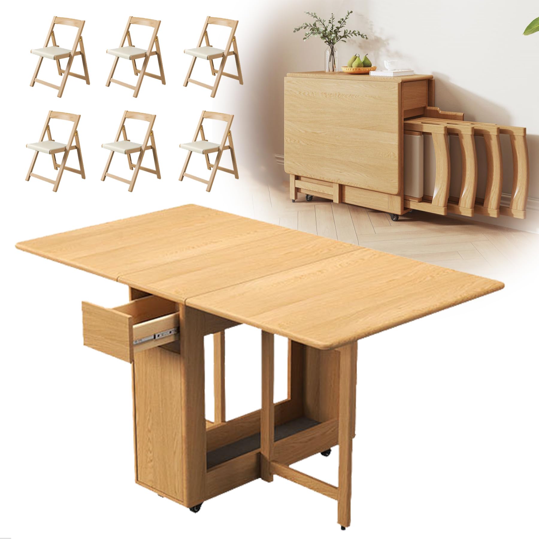 Amazon.com: ZLGONRL Folding Craft Table Wood Foldable Dining Table