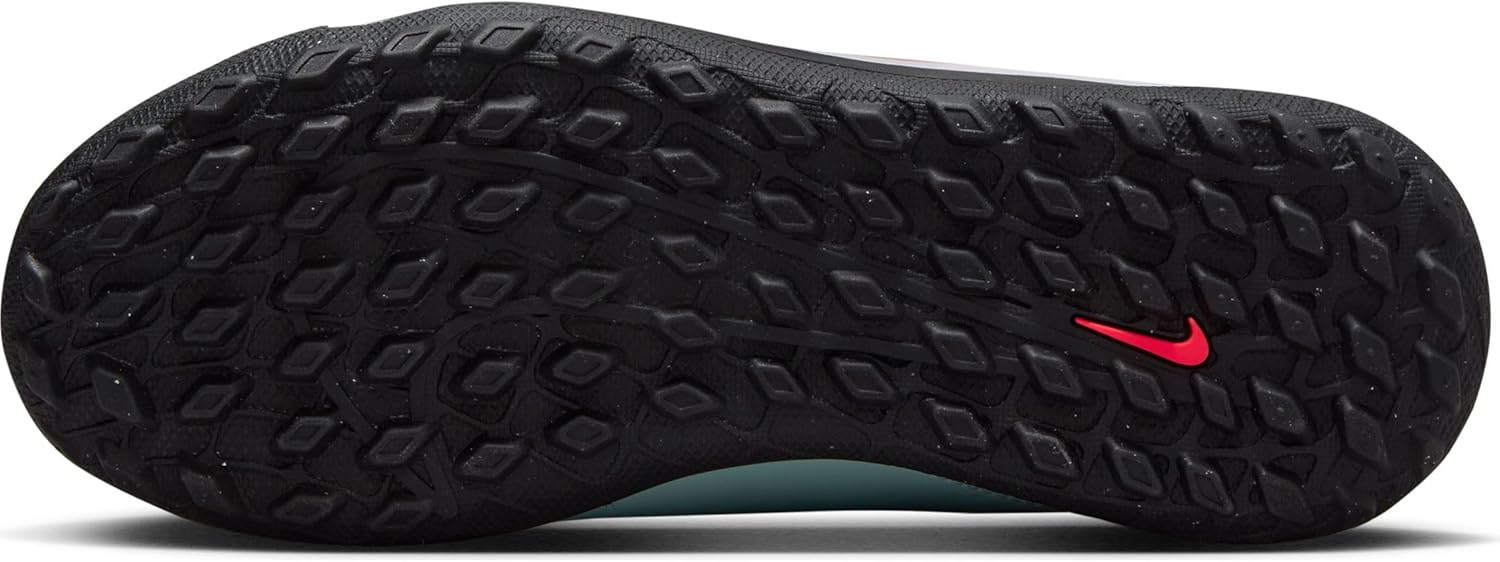 Nike Jr. Phantom Luna 2 Club Little/Big Kids' TF High-Top Soccer Shoes (FJ2607-300, Mint/Off Noir/Atomic Red) Size 1.5