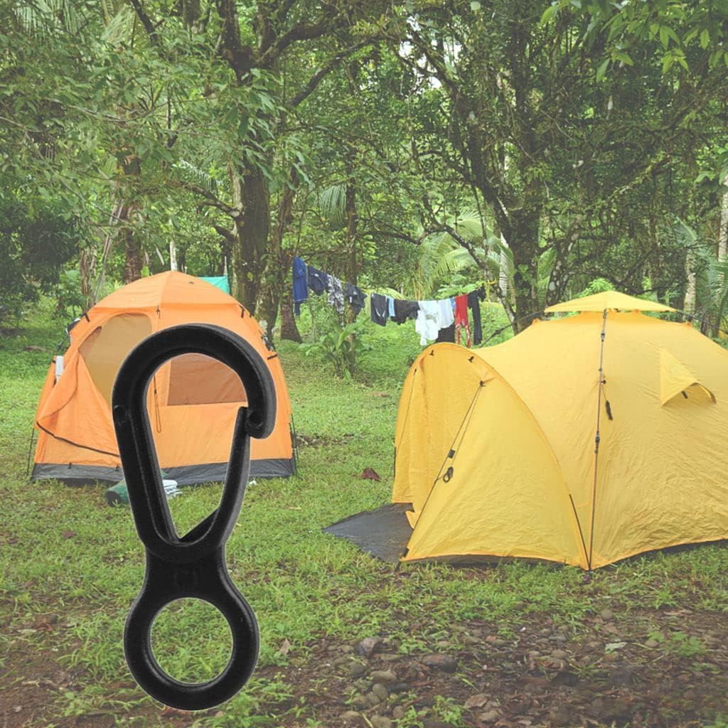 10Pcs Black Plastic Snap Clip Hook Camping Carabiner Buckle Multifunction Snap Hook Camping Equipment Tent Buckle Clips Tent Hooks for Lights Hanging to Canopy Outdoor Tent Accessories - Image 6