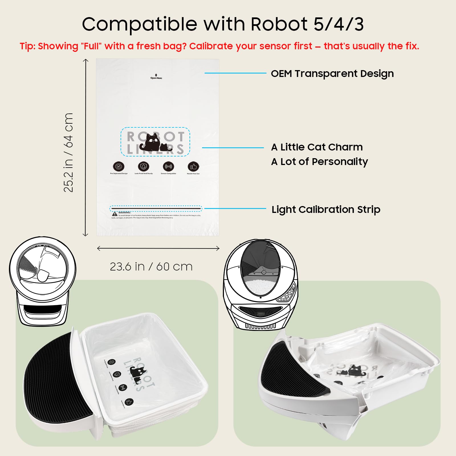 Paquete de 150 bolsas de basura para gatos Robot 4 y 3, bolsas de basura automáticas, sin desgarros, compatible con sensores, capacidad de 9-11 galones