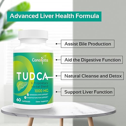 Miniatura 6 de TUDCA Suplementos de apoyo hepático de 1000 mg - 60 cápsulas veganas sales biliares TUDCA con fórmula de mezcla de hierbas de cardo mariano para