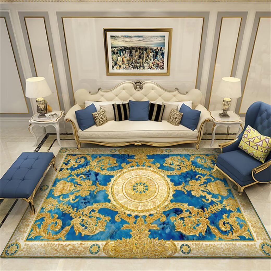 Tapis antidérapant floral jaune lavable 100x160cm pour protéger vos moquettes