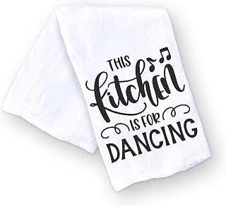 Handmade Funny Kitchen Towel - This Kitchen Is For Dancing - 100% Cotton Funny Hand Towel for Bathroom - 28x28 Inch Perfect for Housewarming-Christmas-Mothers’ Day-Birthday Gift