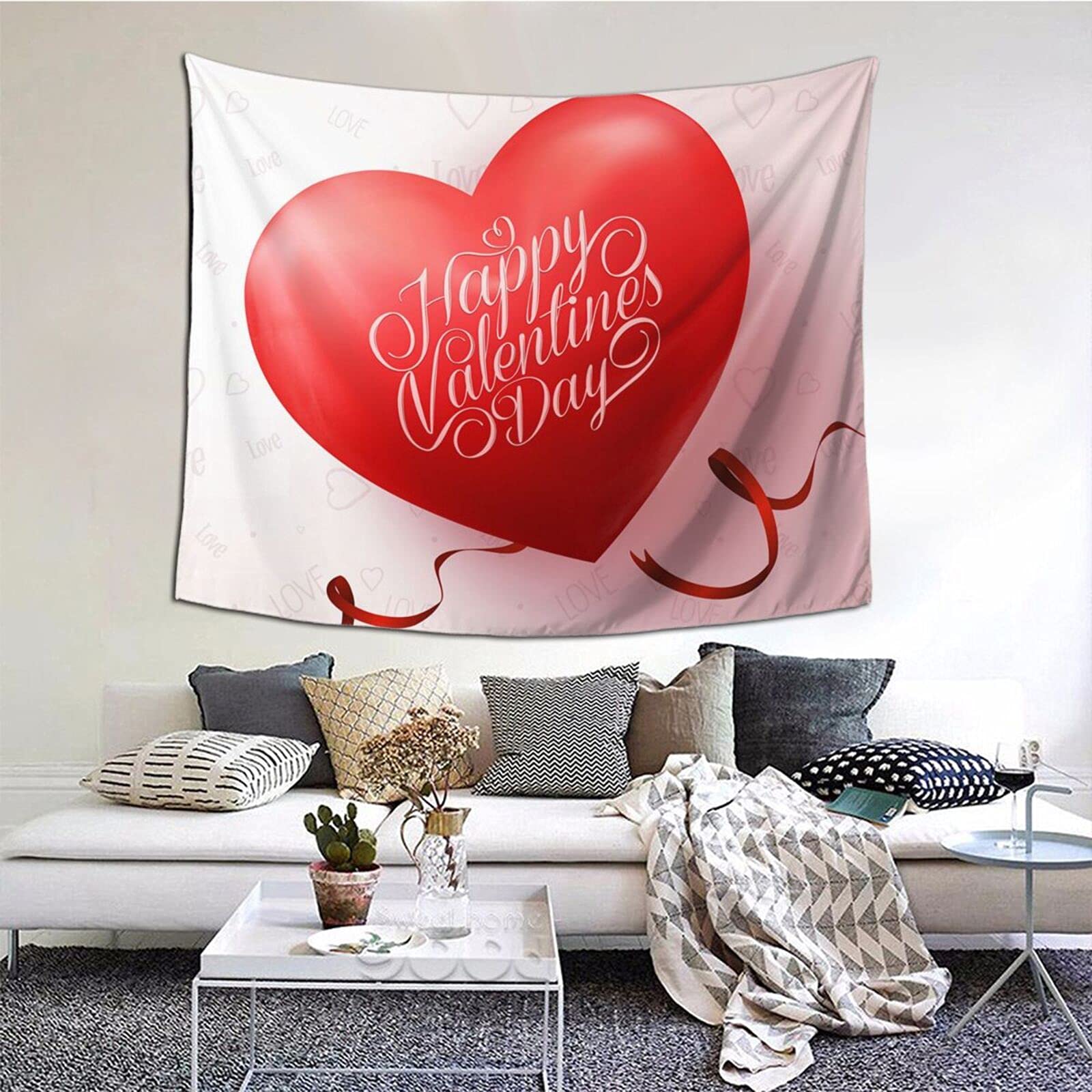 Amazon.co.jp: バレンタインデー 色 英語 ハート タペストリー 壁掛け