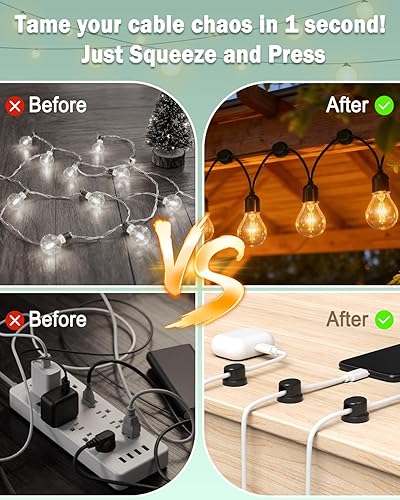 Miniatura 5 de Clips de luz de Navidad, ganchos para tira de luces al aire libre con tornillos y adhesivo, soportes para cables resistentes a la intemperie para