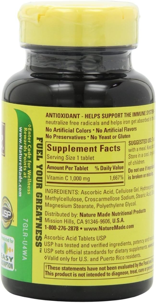 Nature Made Vitamin C 1000 mg Tablets, 100 Count to Help Support the Immune Systemâ€ (Pack of 3)