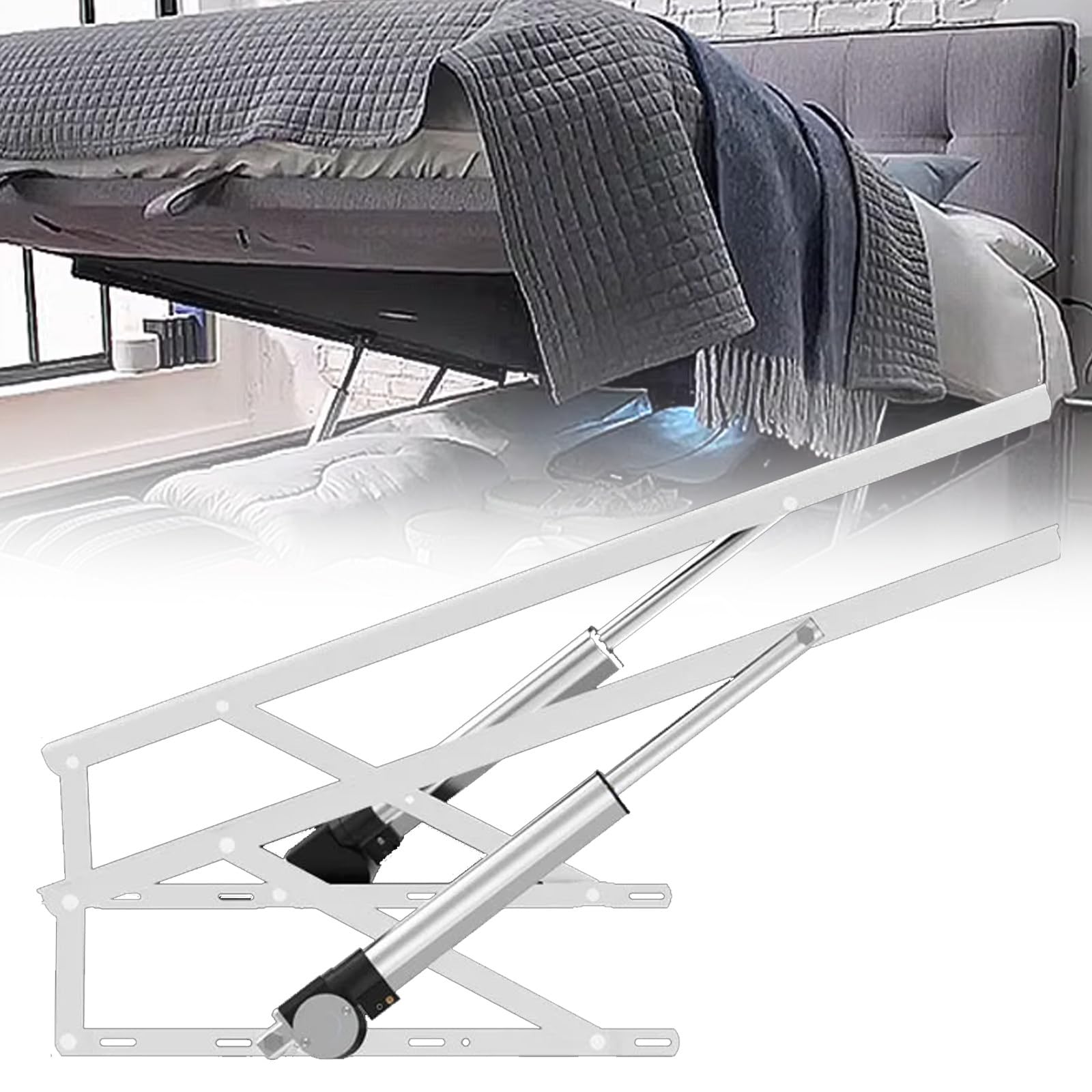 Mecanismo eléctrico de elevación de cama con control remoto, capacidad de carga de 600 kg, varillas hidráulicas para marco de cama ajustable