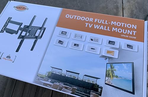 Miniatura 7 de Mount Plus MP-LPA36-443W - Soporte de pared giratorio de movimiento completo para exteriores, resistente a la intemperie, inclinable, para la