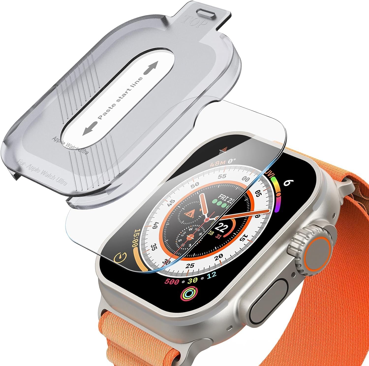 Zuooiec【2 Pack】Tempered Glass Screen Protector with Auto Alignment Tool kit Compatible with Apple Watch Series Ultra 2/1 49mm,Easy Installation HD Clear Screen Protector