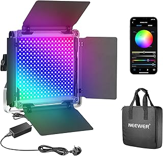 Neewer 660PRO RGB Led Video Light with APP Control, 50W Video Lighting 360°Full Color, CRI 97 with Barndoor/U Bracket for Gaming, Streaming, YouTube, Webex, Broadcasting, Web Conference, Photography
