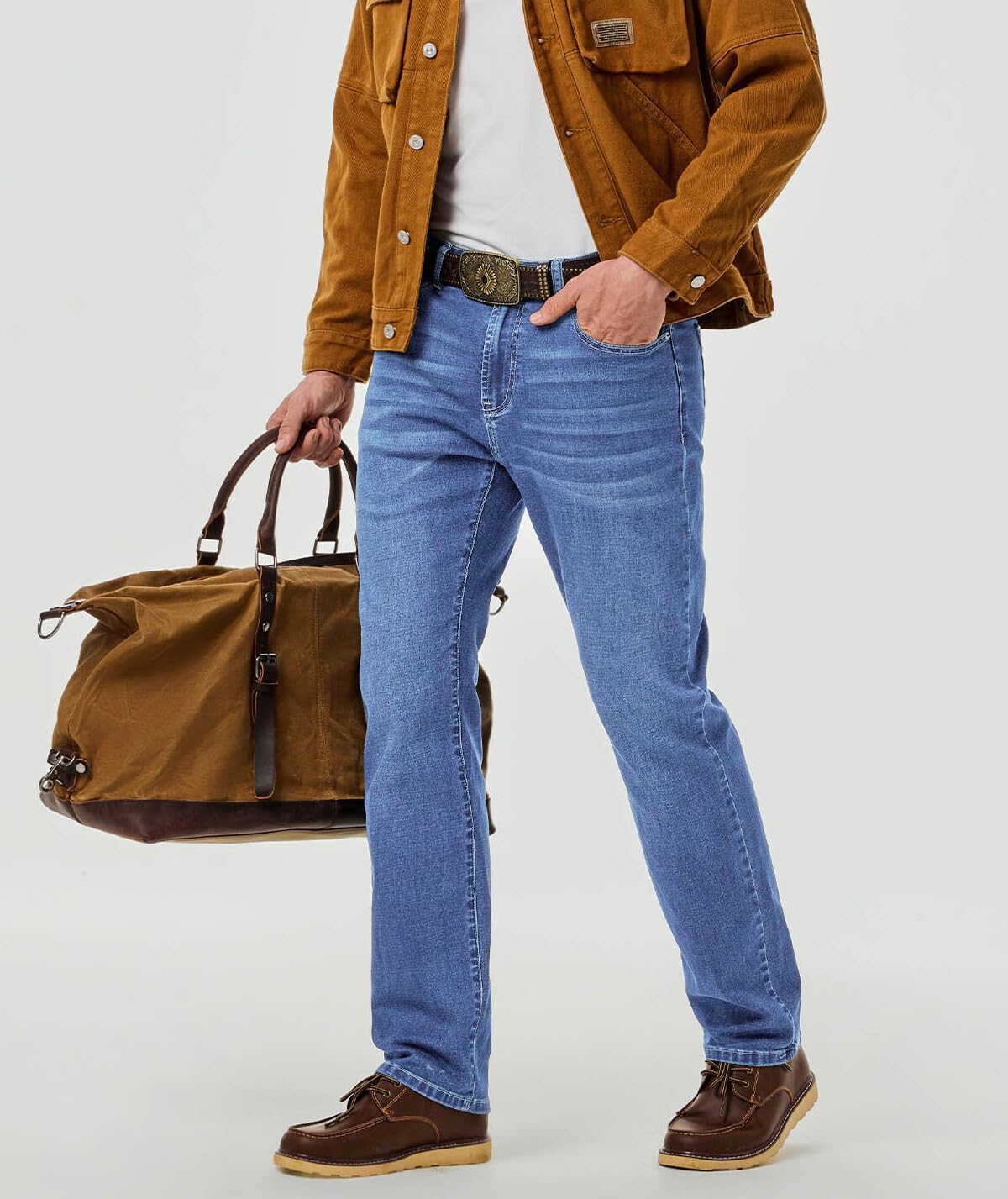 JMIERR Men's Regular Fit Straight Leg Jeans - Classic Casual Stretch Denim Pants for Men with 5 Pockets - Image 2