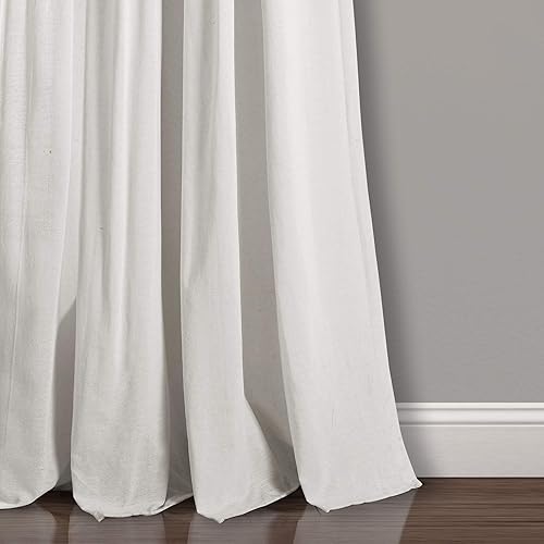 Miniatura 4 de Lush Decor - Cortinas de lino con botones de estilo granja, panel individual, diseño plisado de dos tonos de 40pulgadas de ancho x 84pulgadas de