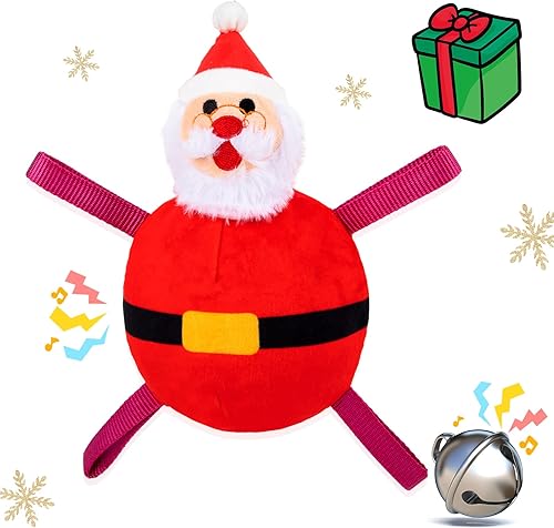 Christmas Dog Toys - Santa Claus Toys for Dog, Dog, Jingle and Rope Santa Xmas Toy for Small Medium Large Puppy, Tug of War & Fetch Play