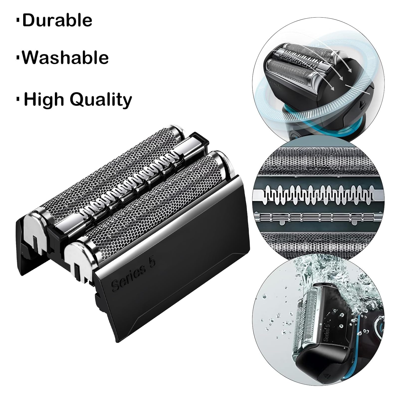 Elektrischer Scherkopf für Braun Serie 5,52B Kompatibel Mit Braun Series 5 Scherkopf,Schwarz Series 5 Elektrorasierkopf Ersatzteil geeignet，Ersatzklingen Folienkopf Zubehör für Rasierapparate (52B)