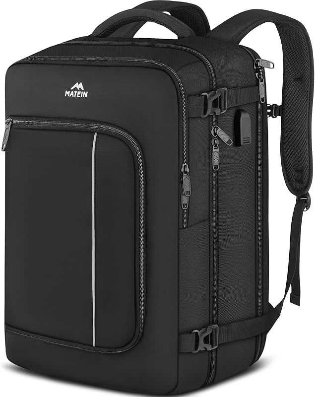 Mochila Carry on, Mochila de viagem 40L grande aprovada pela companhia aérea, MATEIN mochila de bagagem resistente à água com bolsa de sapato para homens e mulheres, mala de transporte adequada para laptop de 17 Mochila Carry on, Mochila de viagem 40L grande aprovada pela companhia aérea, MATEIN mochila de bagagem resistente à água com bolsa de sapato para homens e mulheres, mala de transporte adequada para laptop de 17