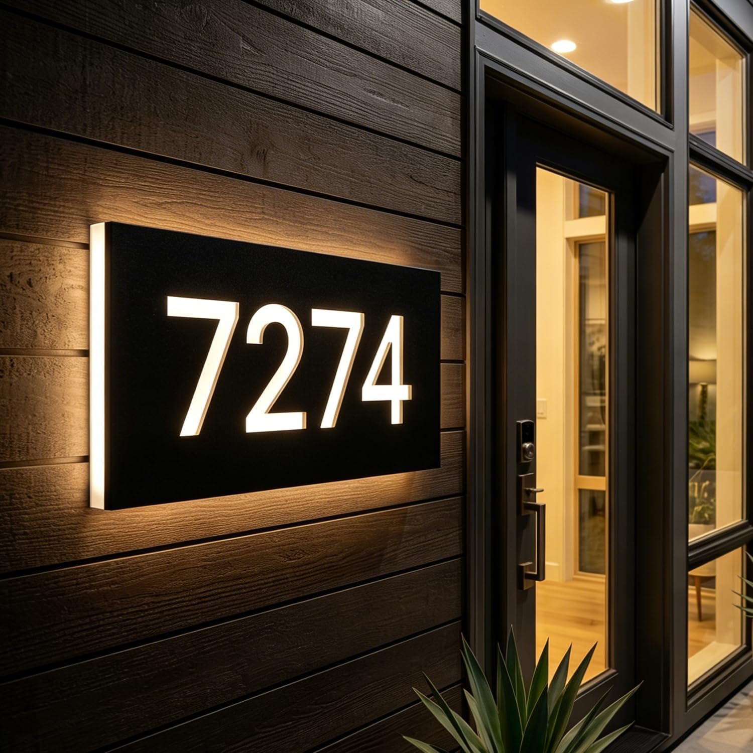 Custom Lighted House Numbers for Outside, Waterproof Stainless Steel LED Address Sign for House, Acrylic Light Up Backlit Address Numbers, Solar or Plug-in Powered Modern House Numbers for Home, Yard, Apartment, Shop, Office, Hotel