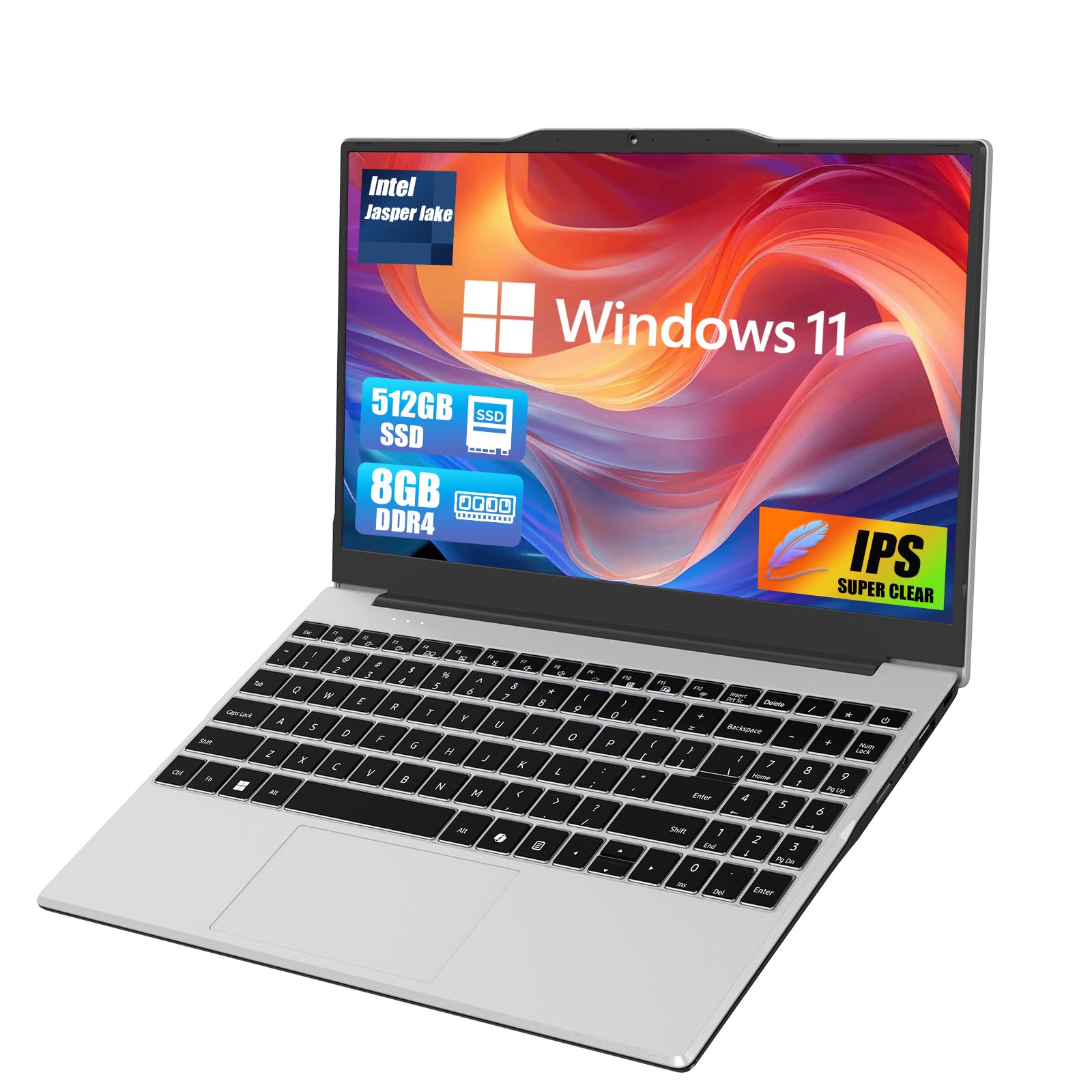 2025 New Portable Laptop,Student and Business,14" FHD IPS Display,N5095 Processor(Beats N4000/N4020),8GB DDR4 RAM,512GB PCIe SSD,Numeric Keypad,2.4/5G WiFi,38WH Battery,Webcam,Mini HDMI,USB(Silver)