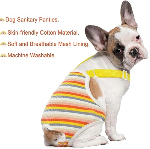 Miniatura 2 de QBLEEV Pañales para perras, bragas sanitarias lavables con tirantes ajustables, bragas reutilizables para perrito, ropa interior para mascotas,