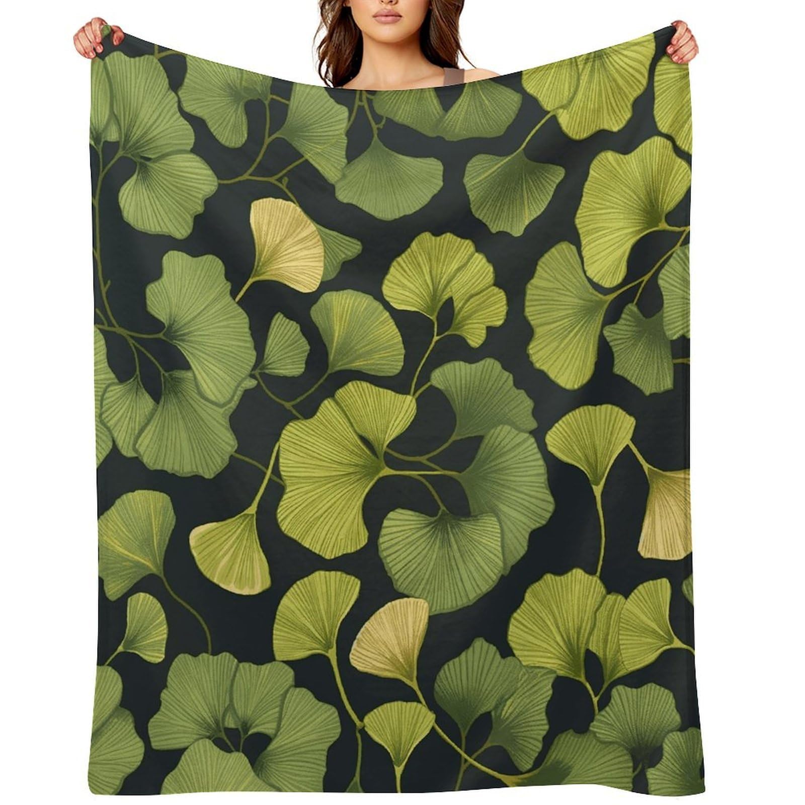 Ginkgo Biloba Throw Blanket for Couch and Bed Super Soft Warm Lightweight Throw Blankets Cozy Fuzzy Flannel Blanket Personalized Decorative Blankets for Sofa Decor 30"x40"