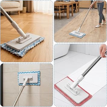 Cloth Changing Mini with 10 Reusable Pads, 100 cm Wall Mop for Quick Floor Cleaning, Flash Speed Mop for Efficient Dust Removal