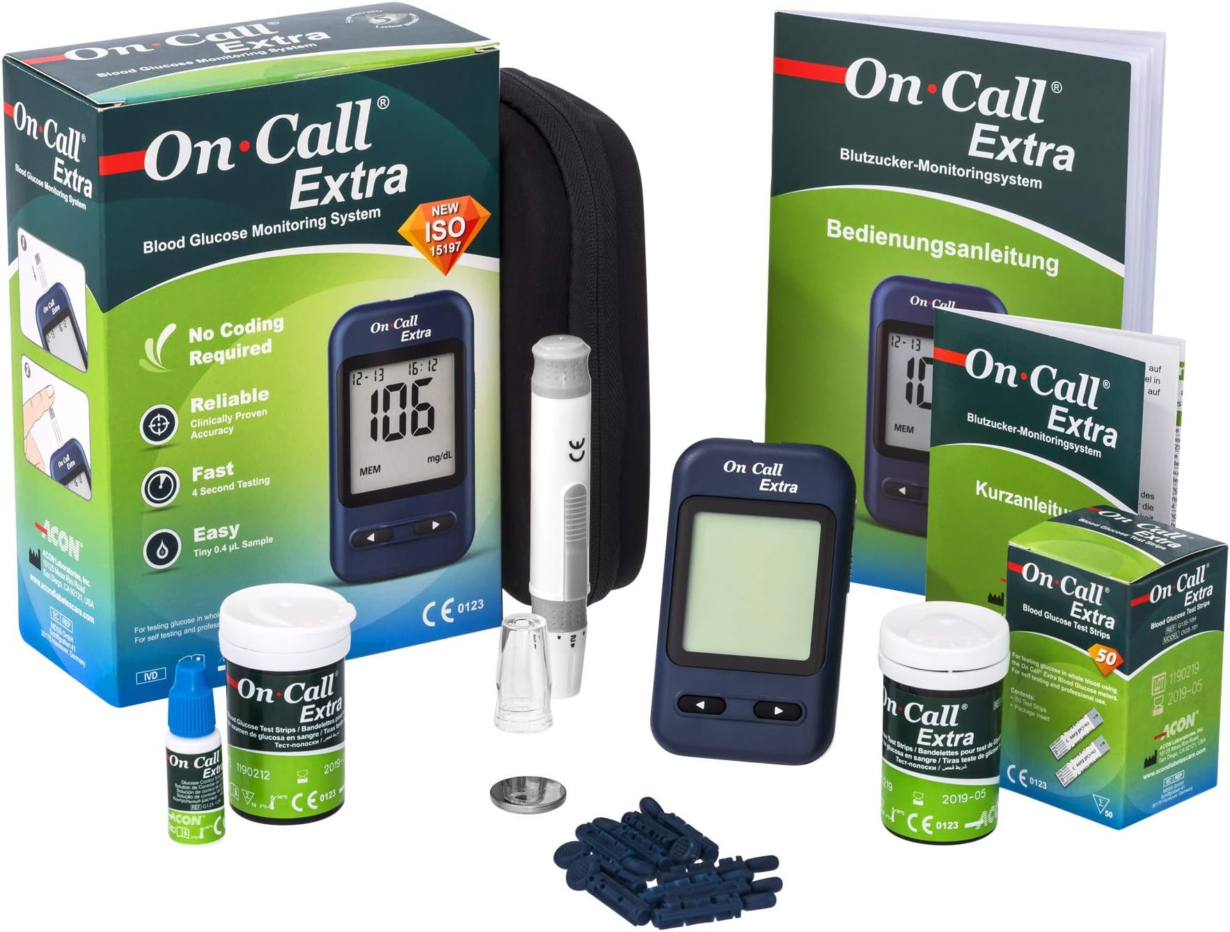 Extra Blood Glucose Meter Starter Kit (incl. 10 Test Strips, 10 Lancets, 1 Lancet Device, 1 Control Solution) (MMOL/L)