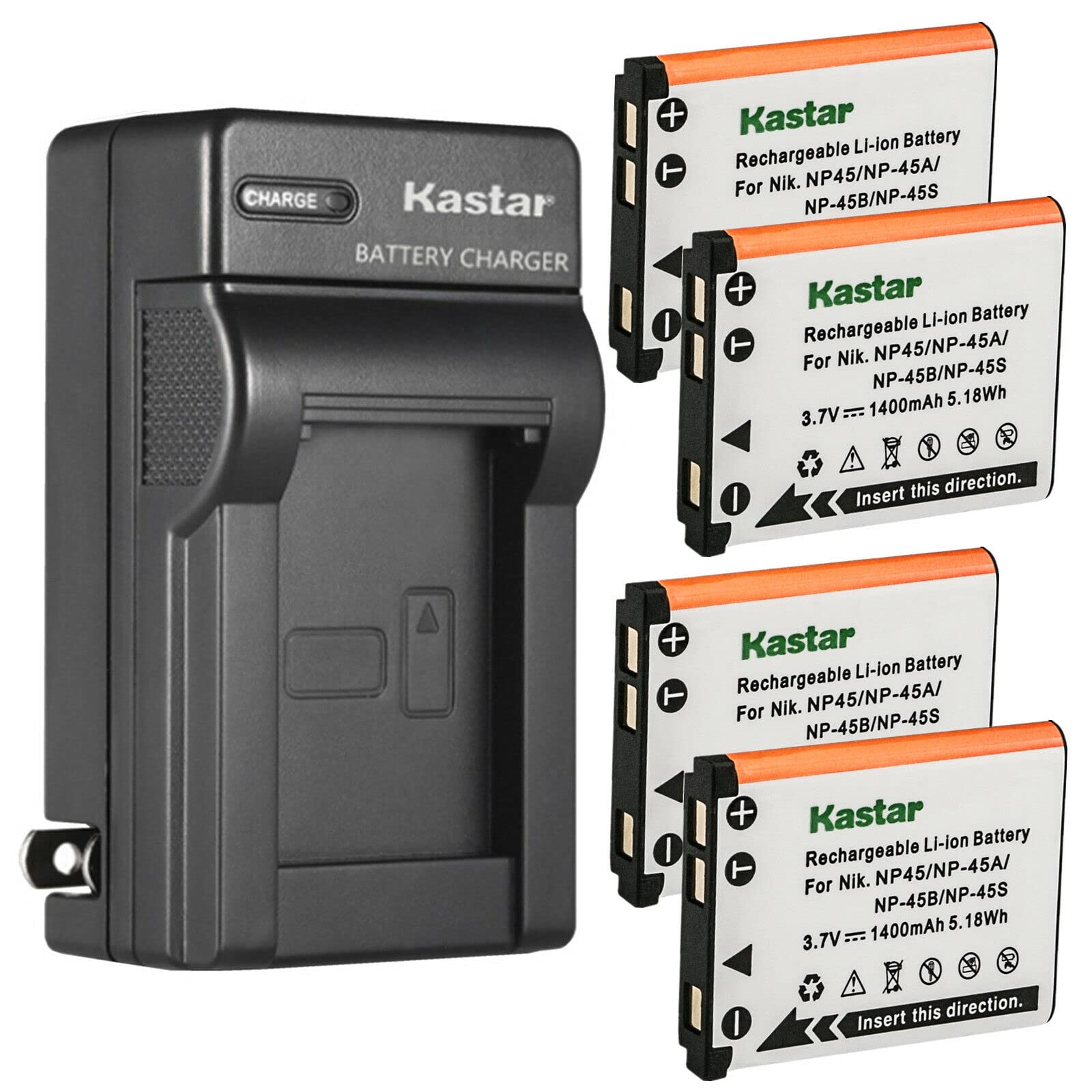 Kastar 4-Pack Battery and AC Wall Charger Replacement for Fujifilm FinePix JZ250 FinePix JZ260 FinePix JZ300 FinePix JZ305 FinePix JZ310 FinePix JZ500 FinePix JZ505 FinePix JZ510 FinePix JZ700 Camera