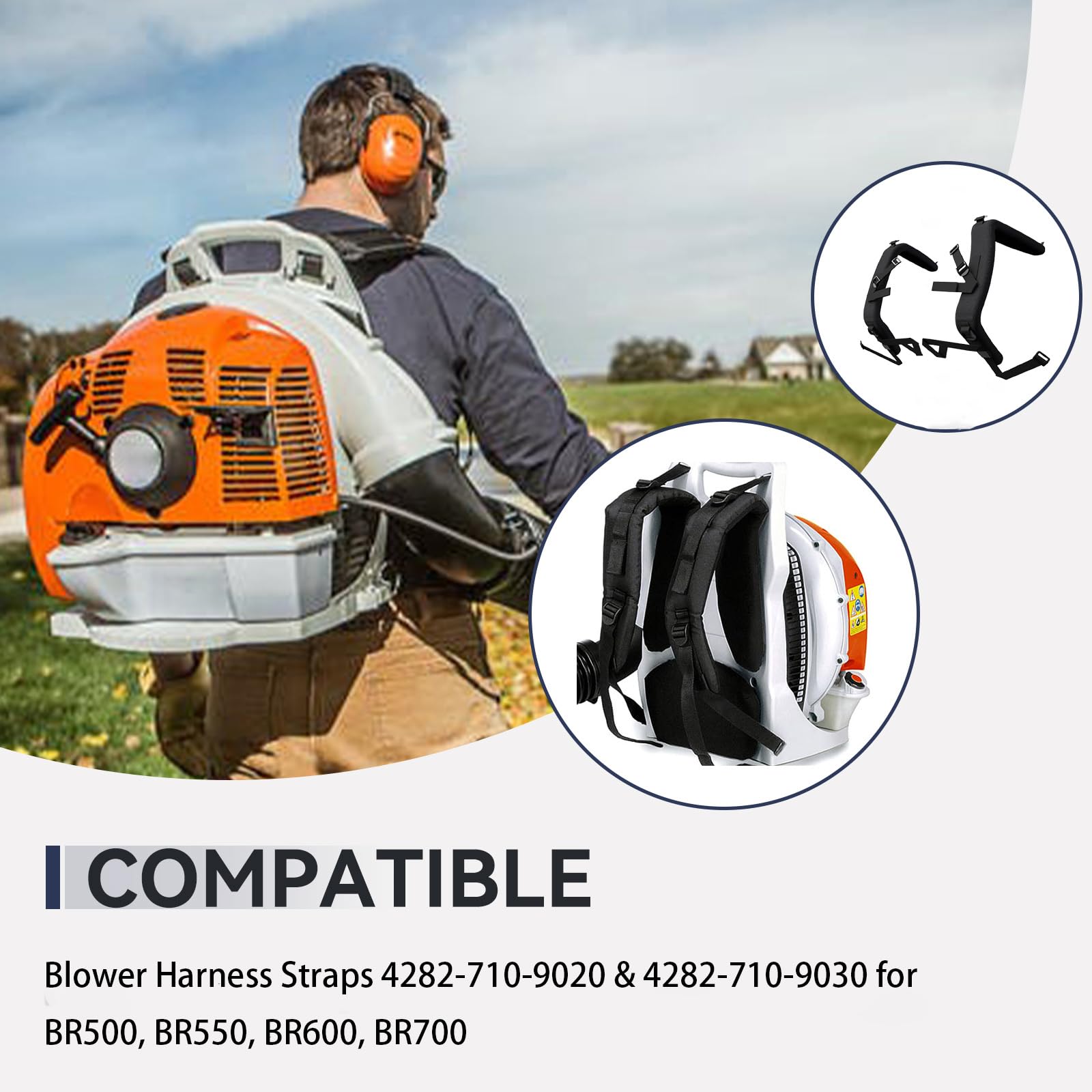 Correas de arnés para soplador 4282-710-9020 y 4282-710-9030 para BR500, BR550, BR600, BR700 - Correas de hombro izquierdo y derecho con tornillo de fijación HGR0384 (ambas correas de hombro)