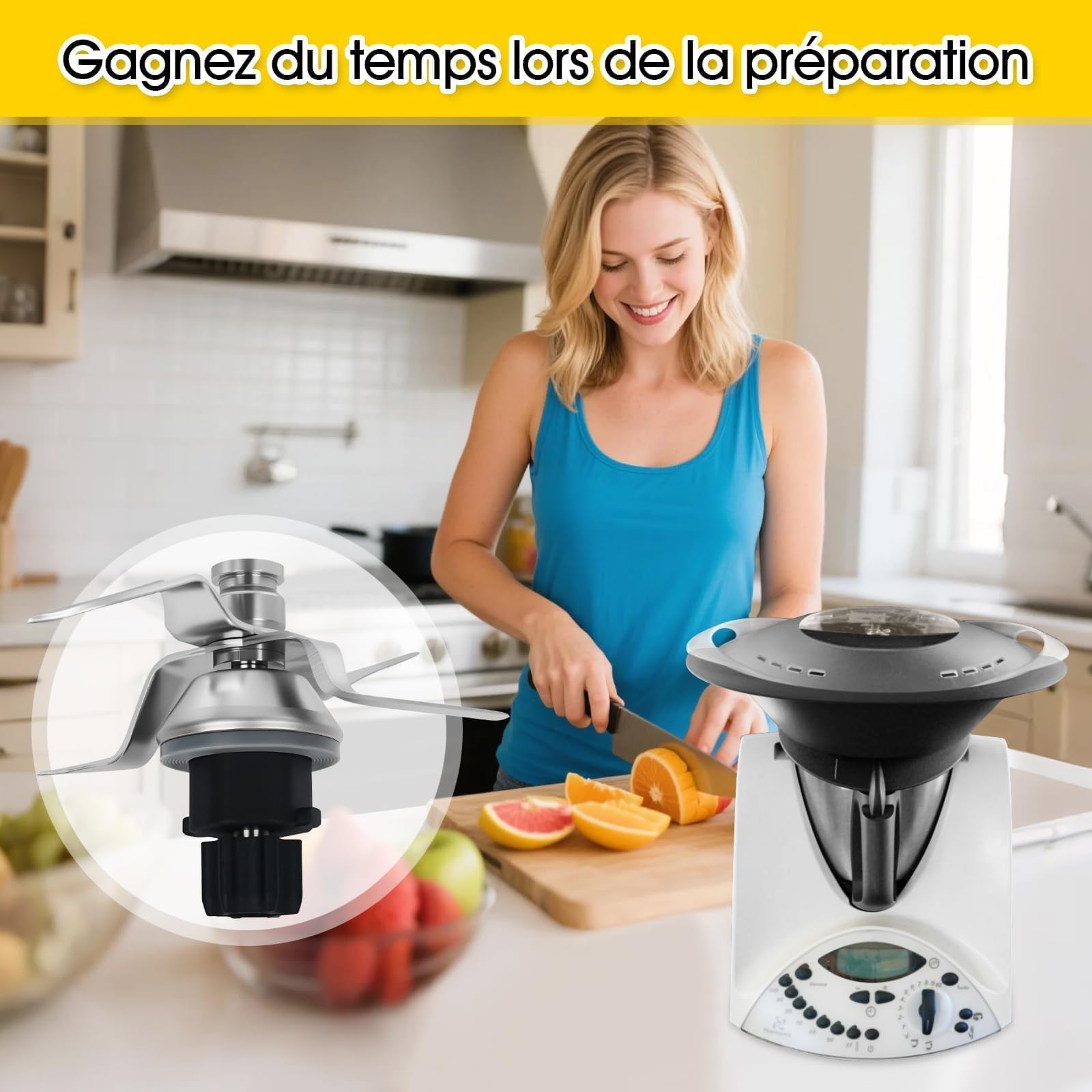 Coltello Lama per Bimby TM31 Vorwerk Thermomix Inox Accessorio di Ricambio Robot Cucina in Acciaio