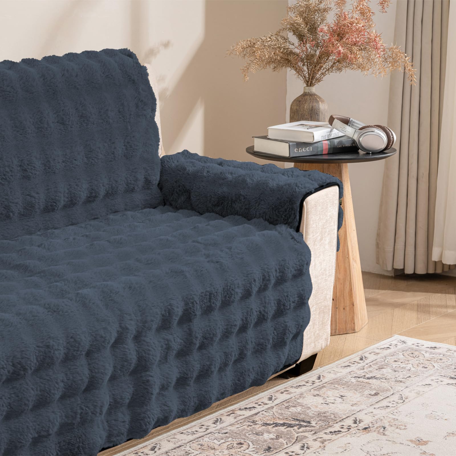 Snugglesinto Plush and Fuzzy Shaggy Couch Cover, Dog Pad Faux Fur Sofa Cover, Water Resistant Slipcover, Non-Slip Furniture Protector for Kids,Dogs,