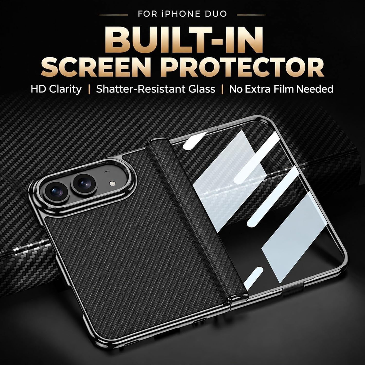 Vegan Leather Case for iPhone Duo with Magnetic Hinge Protection Gray