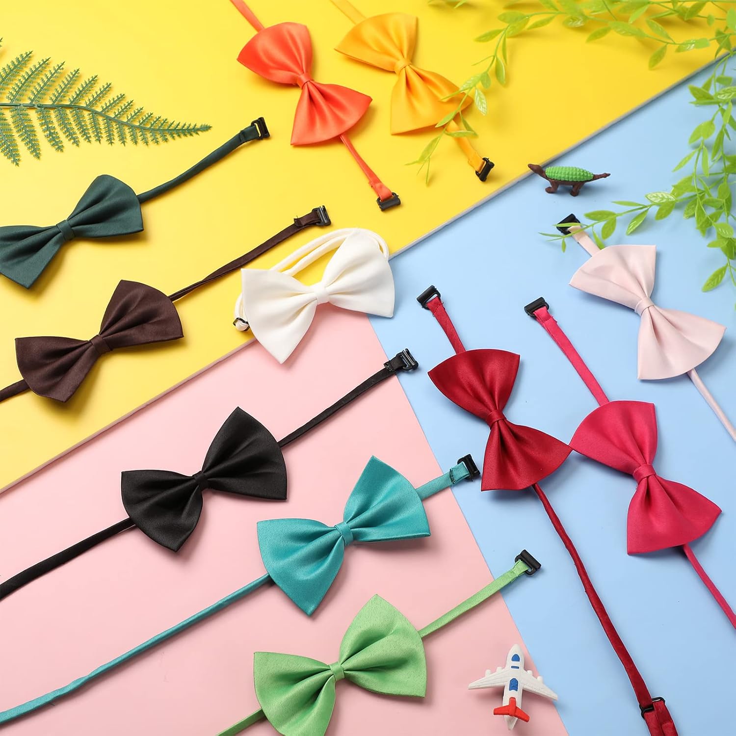 Cindeer 280 Pcs Dog Bow Ties with Adjustable Collar Puppy Neckties Bulk Cat Bowtie Collar Assorted Colors Solid Pet Grooming Bows Dog Grooming Accessories for Small Medium Large Pet,14 Colors
