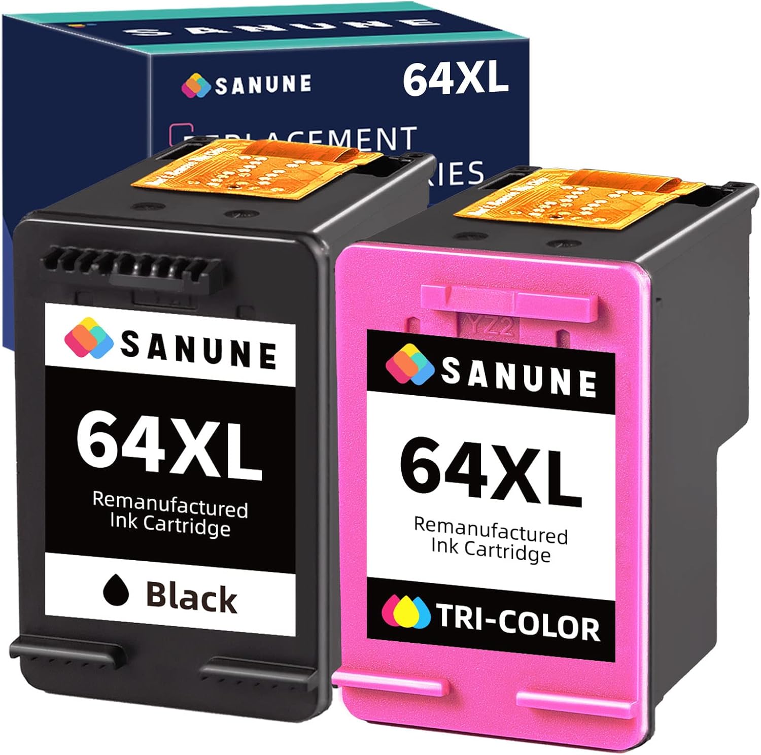 SANUNE 64XL Ink Cartridge Combo Pack Remanufactured for HP