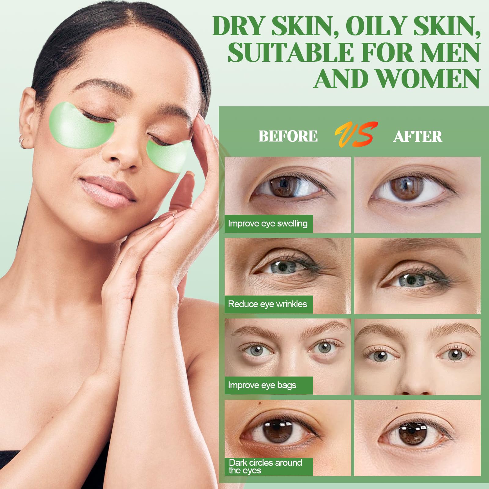 30 Paia Patch Occhi, Maschera Occhi di Aloe Vera, Collagene Patch Occhi, Rimuovi Borse e Puffiness, Maschera Per Gli Occhi Idratante All'Acido Ialuronico, Migliora Rughe, Contorno Occhi Idratante