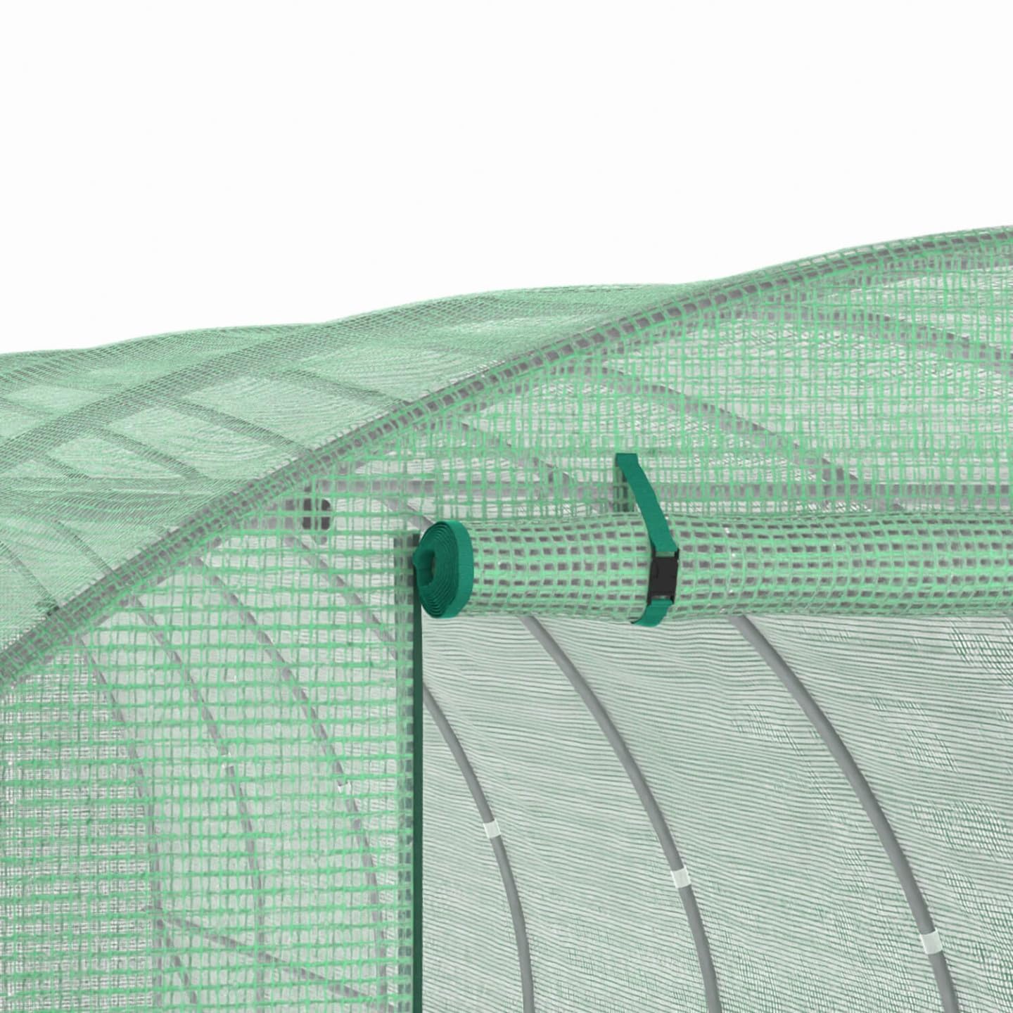 Probache - Bâche de Rechange pour Serre de Jardin Tunnel 24m² 8 x 3 x 2 m Anti-UV avec Porte et fenêtres des Andes Verte