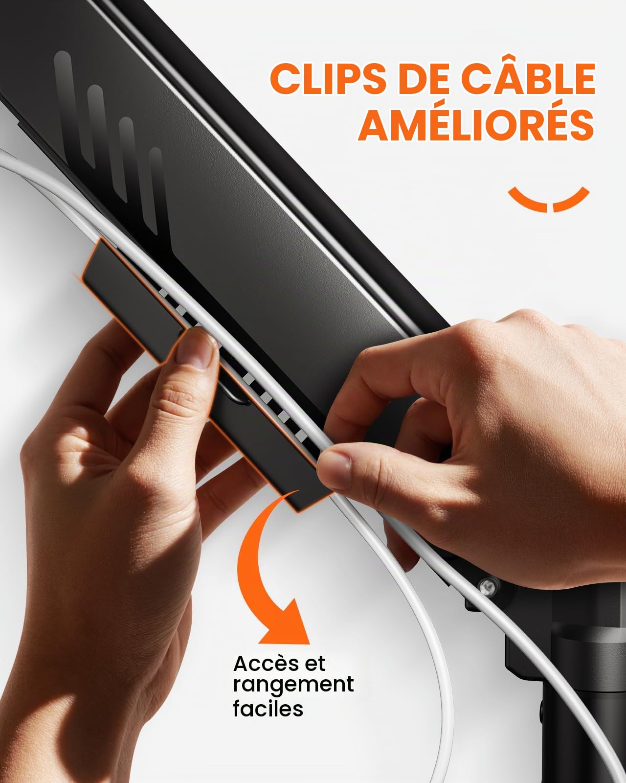 ErGear Support Ecran PC, Support Empilé pour Écrans 13 à 32 Pouces, 9 kg par Bras, Stabilité Améliorée avec Pince en C Intégrée, Gestion Câbles Améliorée, VESA 75 x 75/100 x 100 mm, Noir