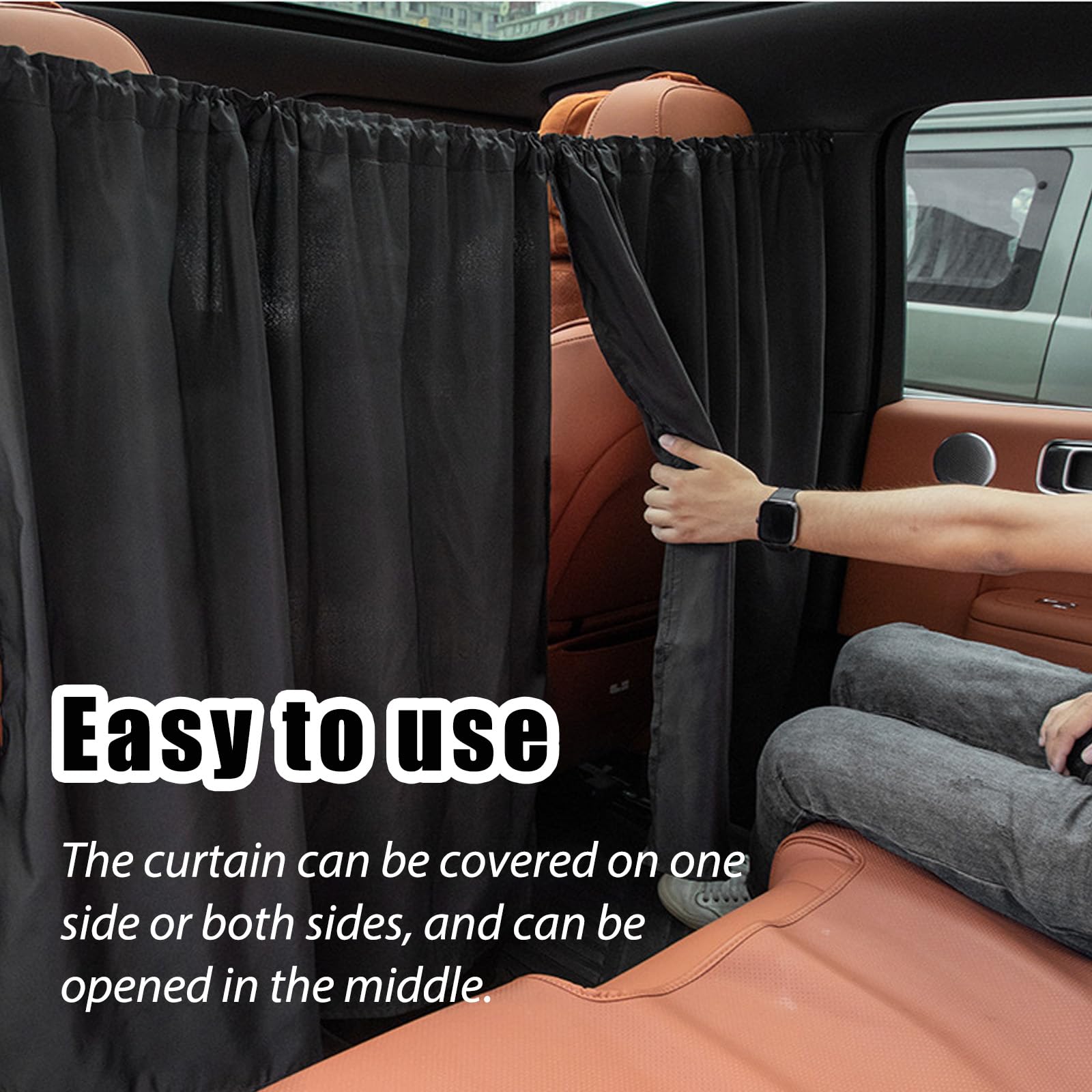 Tenda Divisoria Interni Auto Isolamento Termico Sedili Anteriori Posteriori 140x70cm Nero