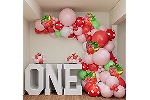 Strawberry First Birthday Balloon Garland Arch Kit: Perfect Pink Decor for Baby...