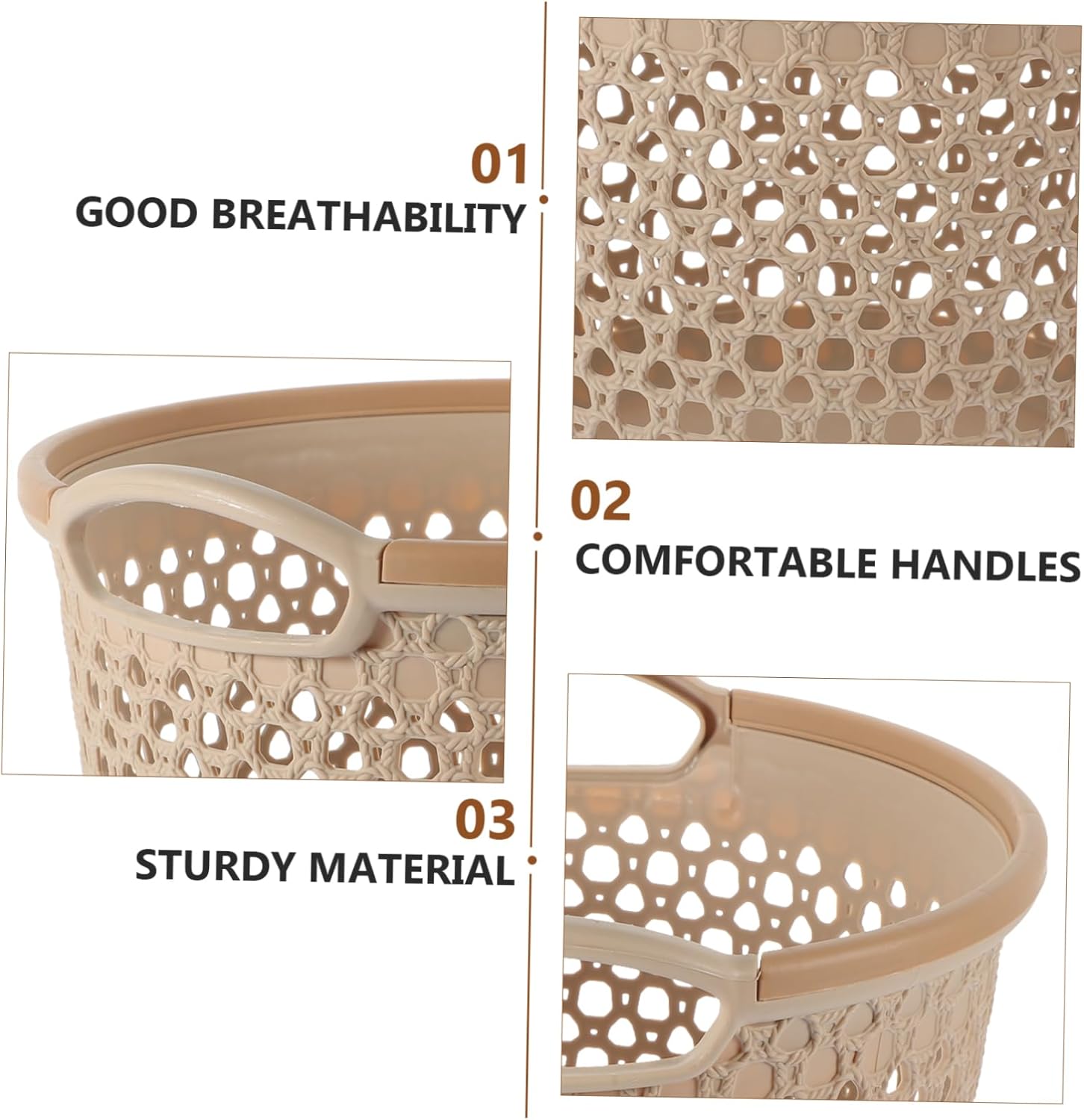 VICASKY Hollow Out Laundry Basket with Handle Reusable Clothes Hamper for Bedroom Bathroom Dorm Medium in Light Ventilated Design Keeps Clothes Dry and Scratch