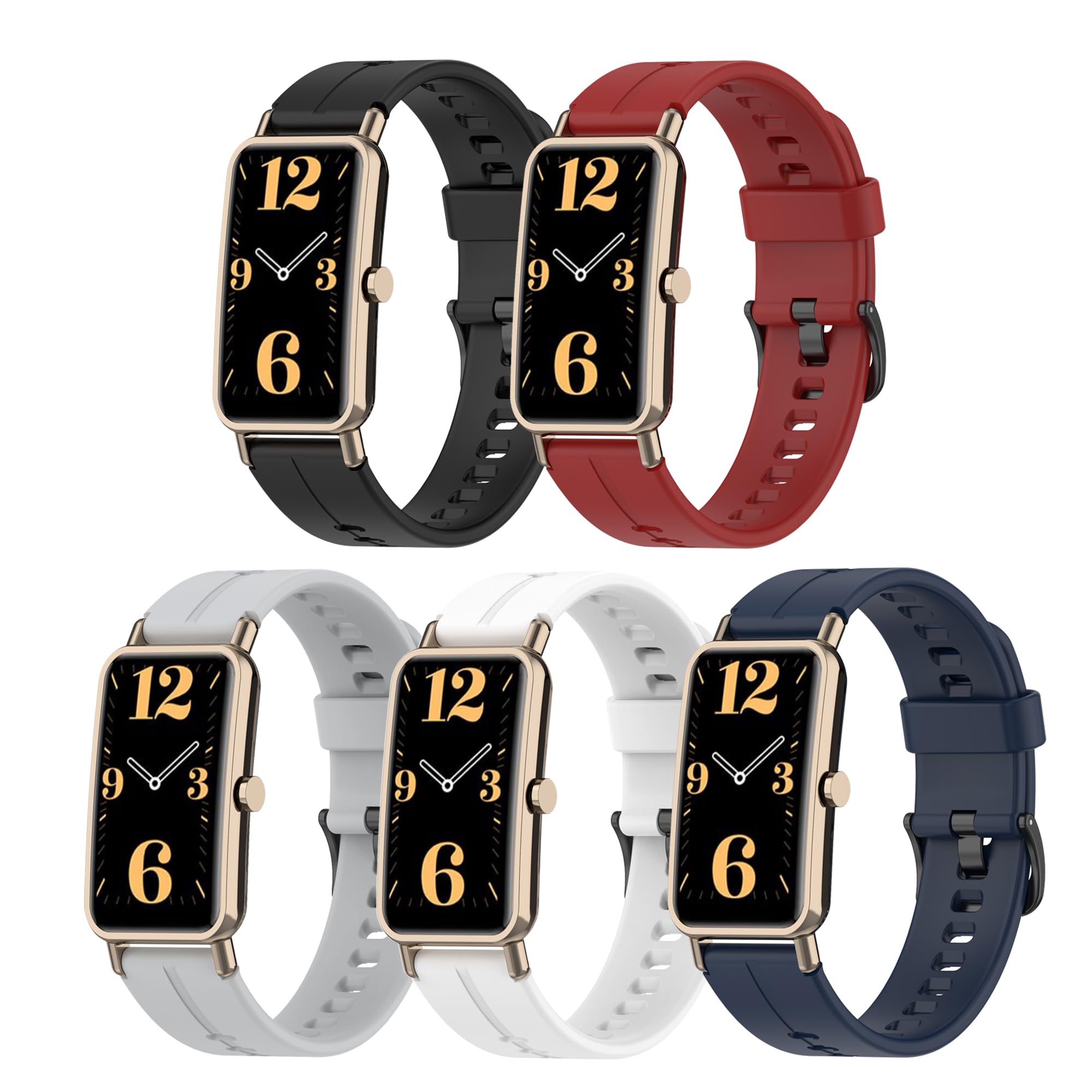 E ECSEM Bands Compatible for Amzhero D26 Replacement Wristbands, Colourful Silicone Bracelet Quick Release Strap Arm Bands for Amzhero D26 Smart Watch, Soft and Durable (5Colors-1)