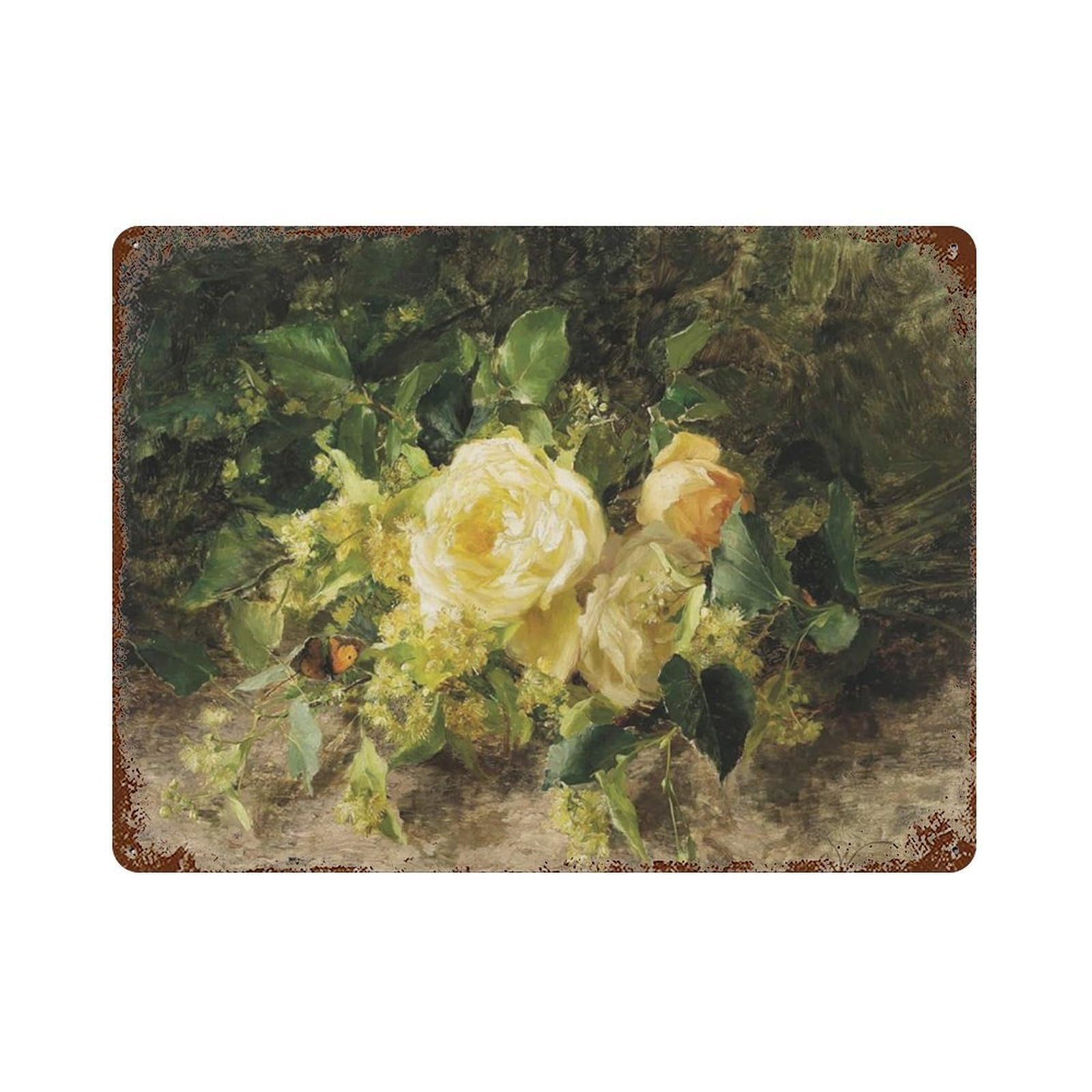 xiaoxiaoshen Yellow Roses Still Life Painting_ Vintage Floral Wall Decor Art Metal Tin Poster Modern Home Decor Art Home Bar Shop Decorations Vintage Sign 30x40cm