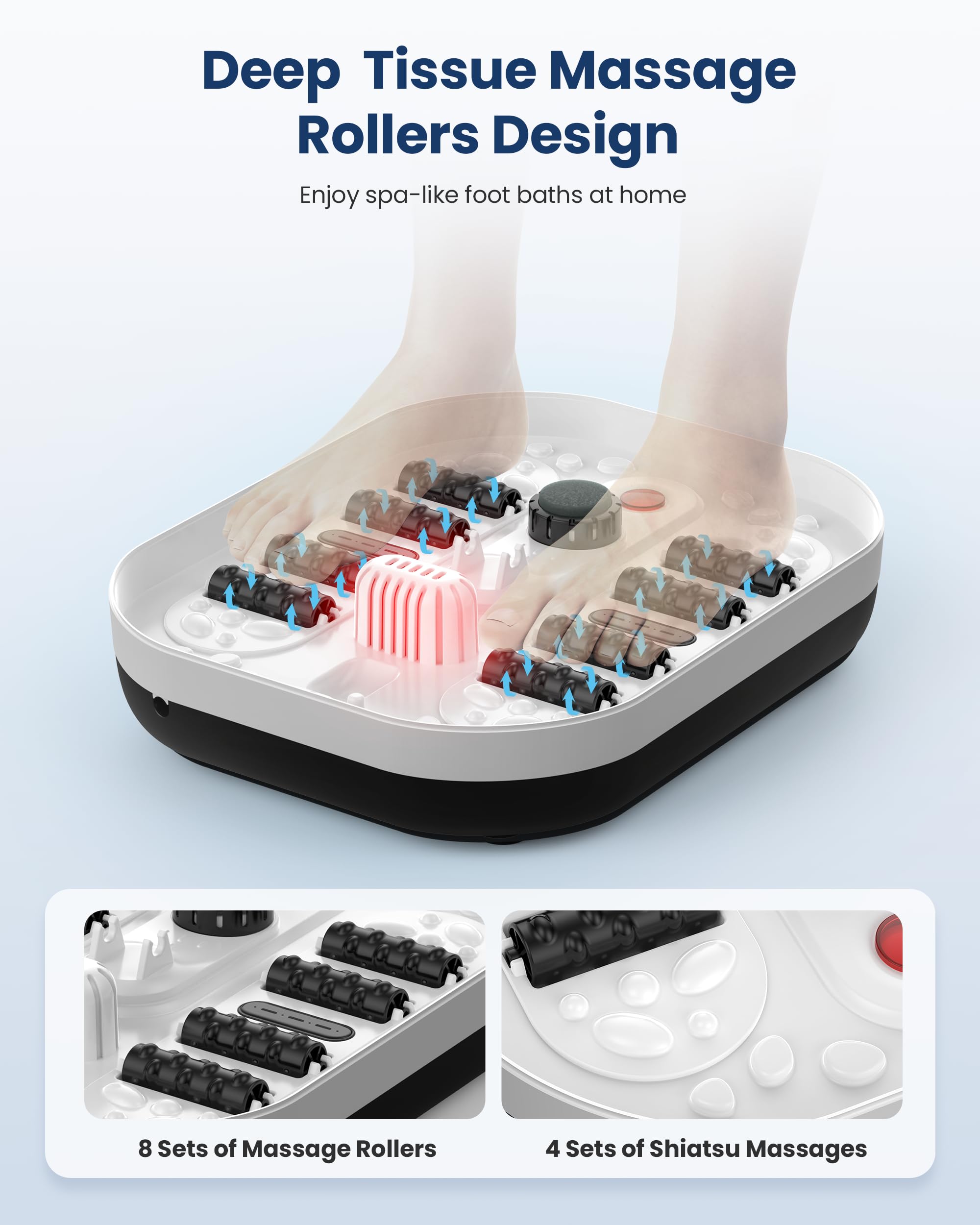 COMFIER Spa per Pies con Función de Calor Baño de Pies con Función de Burbujas y Vibración, Control de Temperatura, Piedra Pómez para Pedicura, Temporizador Inteligente, Regalos para Mujeres(Negro)
